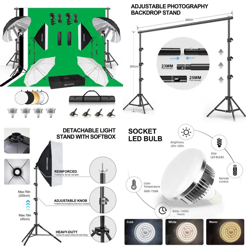 Backdrop Stand Kit - Adjustable Photography Backdrop Stand Kit (2.6x3m)