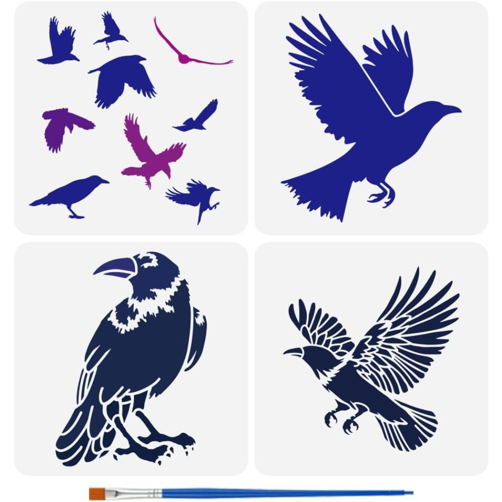 Photography Techniques - 4PCS Flying Crow Stencil for Painting