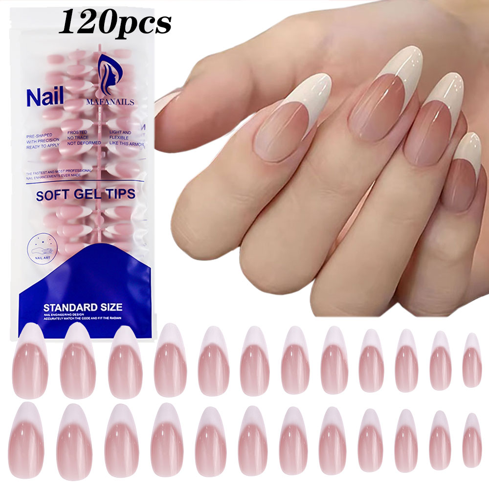 Photography Tips - 120pcs Pink Medium Almond French False