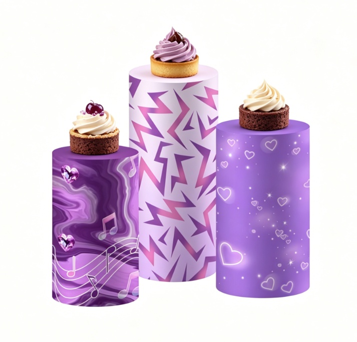Backdrop Stand Kit - Purple Kpop Music Note Cylinder Pedestal