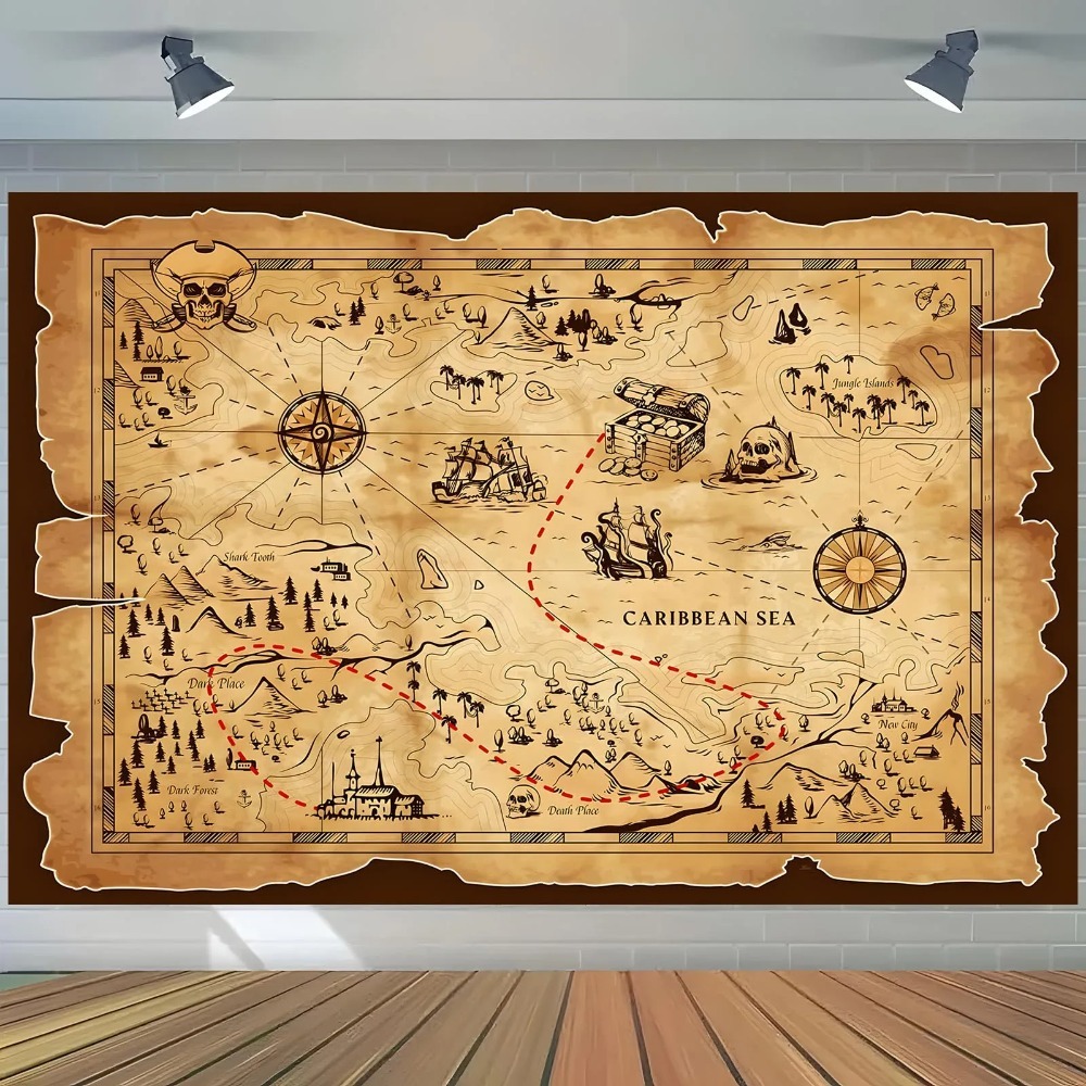 Photography Mapped - Pirate Treasure Map Tapestry Retro World