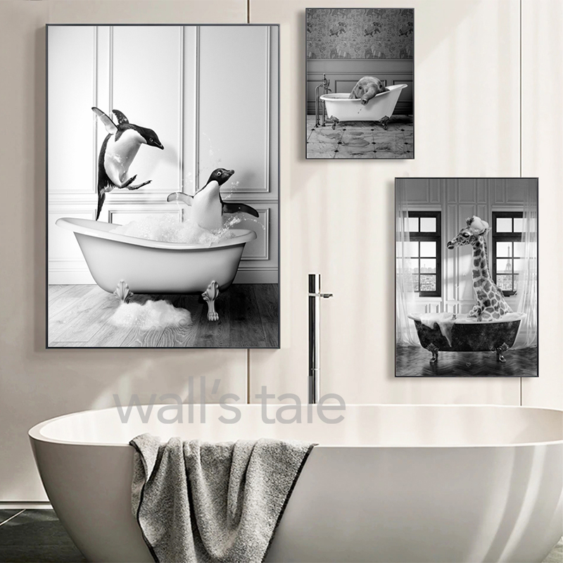 Photography Duck - Black and White Animals Bathroom Photo
