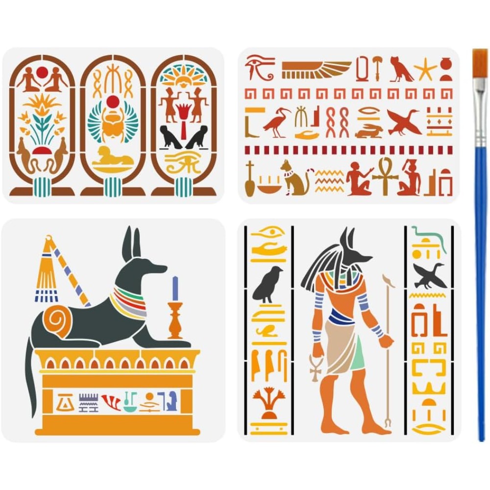 4 PCS Egyptian Symbols Stencil - огляд і ціна Photography Techniques