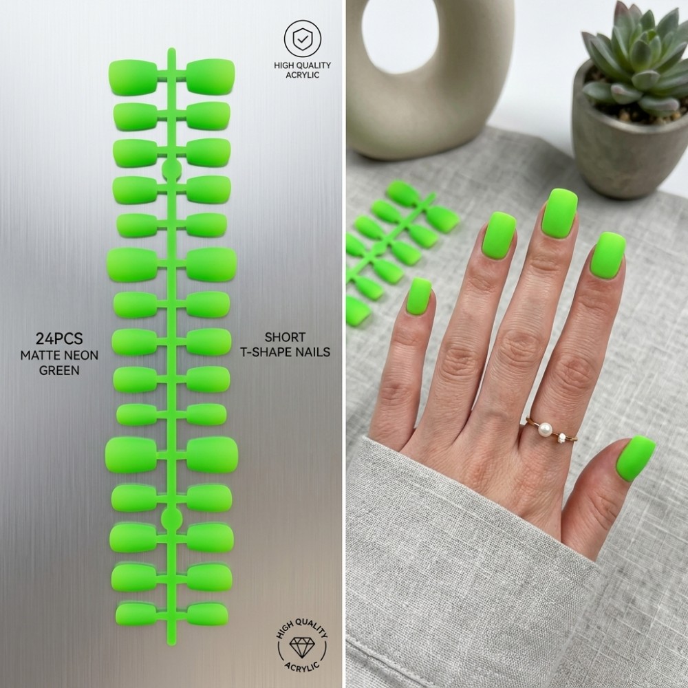 24PCS Matte Neon Green Short T - огляд і ціна Photography Tips