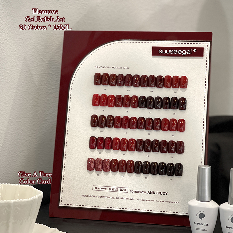 Eleanuo Autumn Red Series Gel  - огляд і ціна Color Checker Card