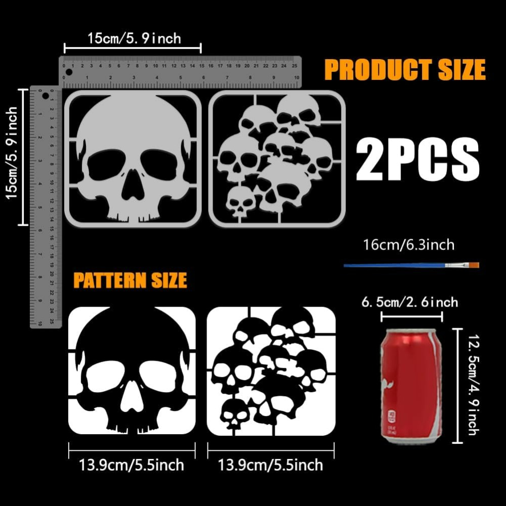 2 Pcs Skull Pattern Stencils w - огляд і ціна Photography Techniques